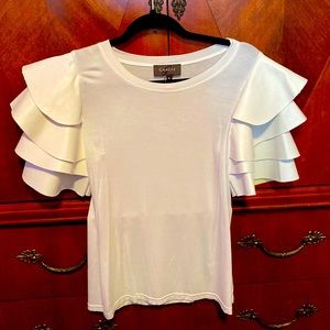 White Gracia Top with Layered Sleeves.